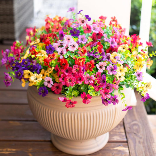 12 Bundles Artificial Flowers for Outdoor Indoor Garden Home Decoration, Faux Silk Flowers Daisy UV Resistant Fake Plants Greenery Garden Porch Window Box Table Vase Home Indoor Outdoor Decoration