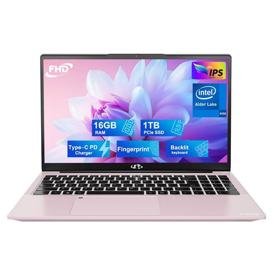 15.6 IPS FHD-Laptop, 16GB RAM 1TB SSD Intel Pentium Quad Core N100 (Beat to i3-1115G4 Up to 3.4GHz) Student-Laptop, Laptop-Computer with Backlit Keyboard Fingerprint Home-laptop, Win11, Rose Gold