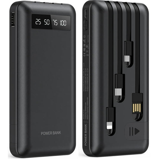 20000mAh Power Bank Portable Charger with Cables, USB Battery Pack Compatible for iPhone & Android Cell Phone