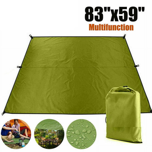 5x7 ft Camping Tarp, Sun Shade Shelter, Hammock Cover, Waterproof Canopy Rain Fly, Beach Blanket Sandproof, Portable Picnic Mat, Green