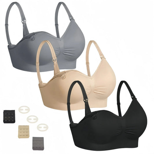 BAKIBO 3Pcs Nursing Bras for Breastfeeding, Seamless Ultra Comfort Maternity Bra, Natural Shape, Pregnancy Sleep Bralette