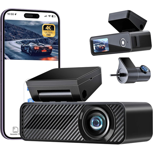 ‌OCC 4K Dual Dash Cam – Front & Rear Car Camera with Built-in Wi-Fi, 1.6” IPS Screen, Night Vision, Voice Control, 24H Parking Mode, G-Sensor